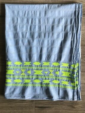 GAP Neon Green Stripe Scarf Blue Lightweight Boho Geometric Wrap